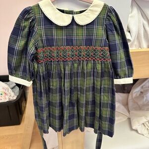 Hartstrings Navy and Green Plaid Dress 18 month